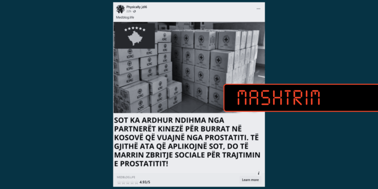 Pretendim i rremë për ardhjen e ndihmave nga Kina në Kosovë për trajtimin e prostatës