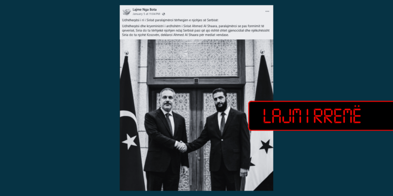 Pretendohet rrejshëm se lideri i ri sirian ka paralajmëruar çnjohjen e Serbisë