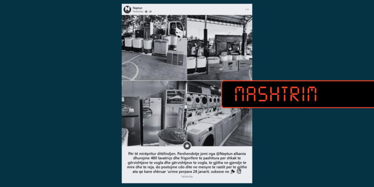 Publikohet përmbajtje mashtruese që pretendon se “Neptun” po dhuron pajisje shtëpiake
