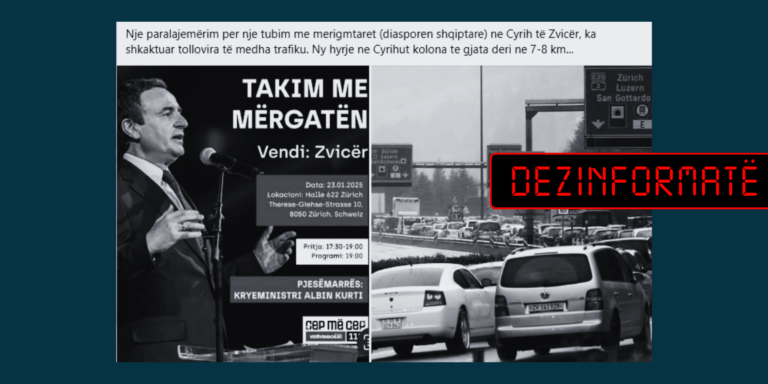 Përmes fotografisë së vitit 2014 pretendohet se u bllokua trafiku në Zvicër pas vizitës së Kurtit