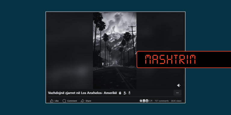 Përhapja e zjarrit në Los Anxhelos paraqitet me anë të një video-materiali të gjeneruar nga IA