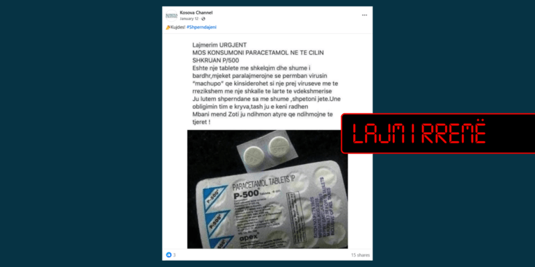 Paracetamol P-500 nuk përmban virusin “Machupo” dhe nuk shitet në Kosovë