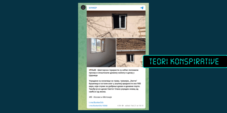 Pretendohet pa fakte se shqiptarët kanë plaçkitur një kishë në Cërnicë