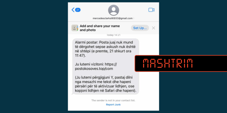 Mesazh mashtrues për dërgesë postare