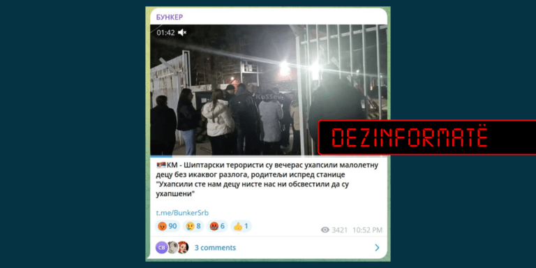 Pretendohet rrejshëm se PK-ja arrestoi pa arsye të miturit serbë në veri dhe nuk informoi prindërit