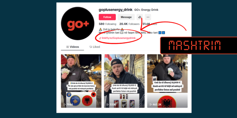 Lojë shpërblyese mashtruese duke keqpërdorur emrin e pijes “GO+”