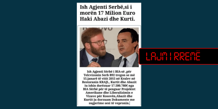 Pretendim i rremë se Kurti dhe Abazi morën 17 milionë euro nga shërbimi sekret serb