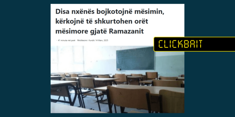 Në titull nuk sqarohet se bëhet fjalë për Maqedoninë e Veriut