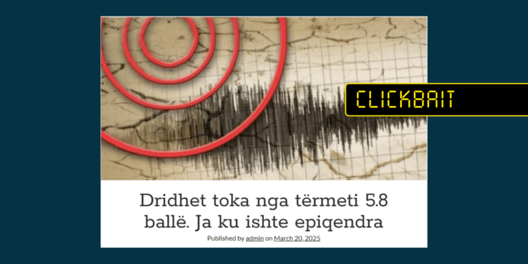 Tërmeti ndodhi në Indonezi, por në titull nuk sqarohet