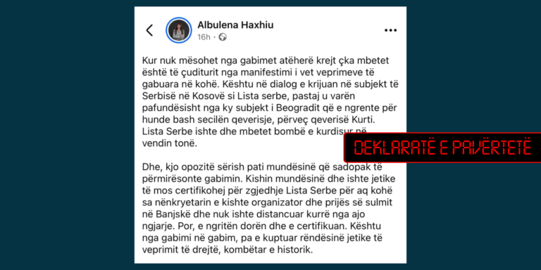 Deklaratë e pasaktë e Haxhiut se opozita certifikoi Listën Serbe