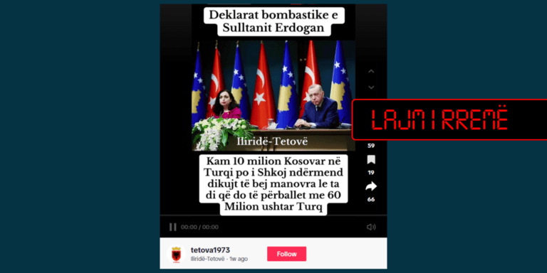 Erdogan s’ka dhënë një deklaratë të tillë për kosovarët