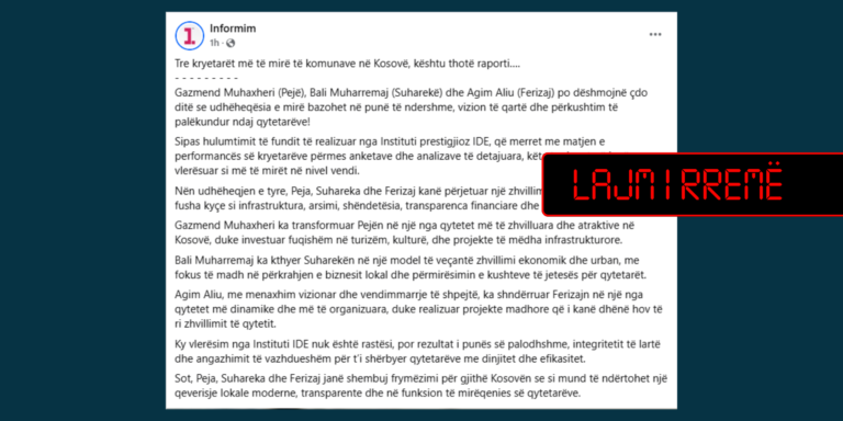 Nuk ekziston asnjë raport që vlerëson tre kryetarë komunash si më të mirët