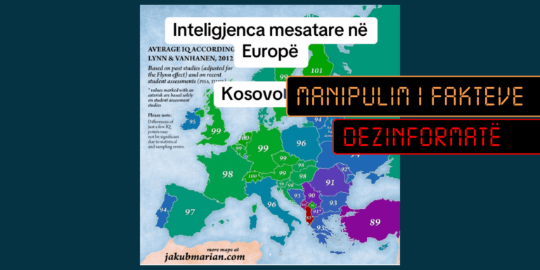 Pretendimi për IQ mesatare 99 është i rremë, pasi Kosova nuk përfshihet në studimin e cituar