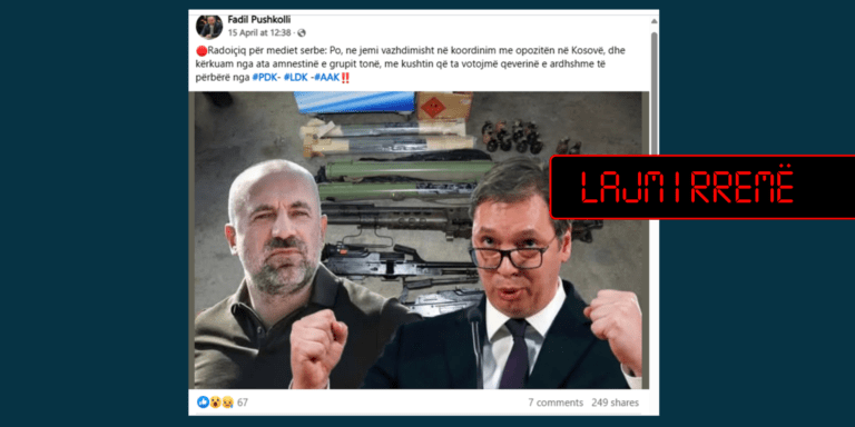 Pretendim i rremë se Radoiçiq deklaroi se është në koordinim me opozitën në Kosovë