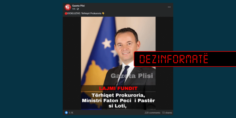 Pretendim i pabazë se Prokuroria është tërhequr në hetimet ndaj ministrit Peci