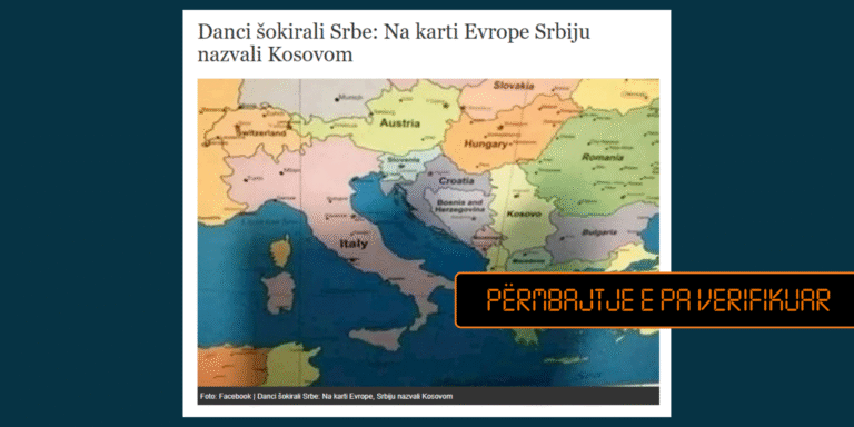 Pretendim i vjetër dhe i pakonfirmuar nga mediat serbisht për një gabim në hartë