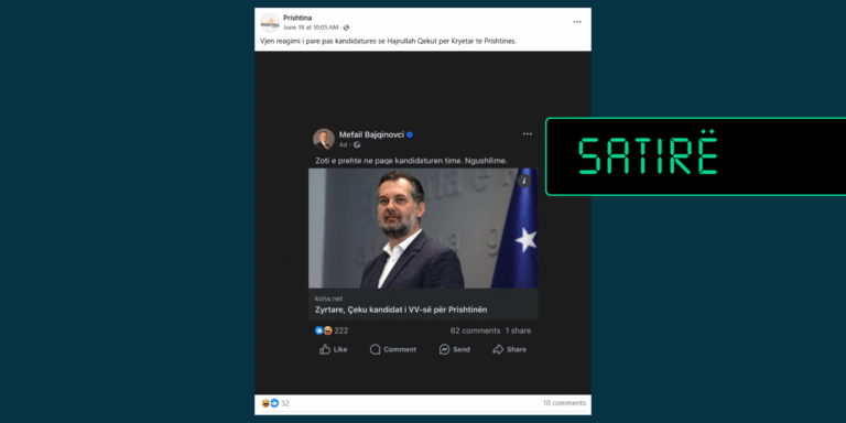 Përmbajtja nga një faqe satirike paraqitet si e vërtetë