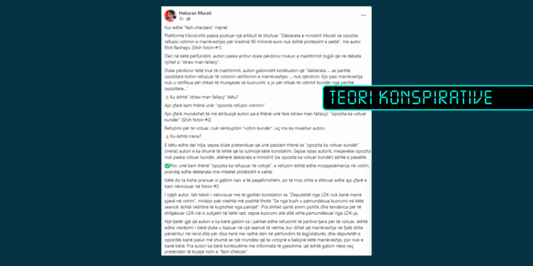 Hekuran Murati pretendon pa asnjë fakt se Hibrid.info përmes një artikulli ia shtrembëron deklaratën dhe shfaq anim politik
