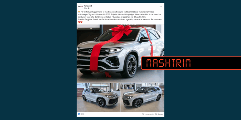 Loja shpërblyese e faqes ‘Autowelt’ në Facebook është mashtrim