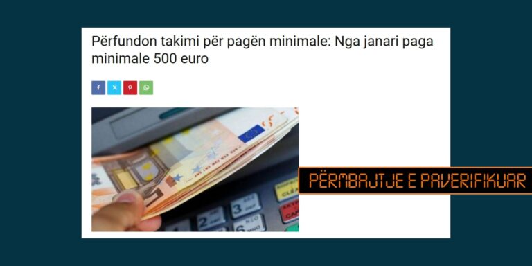 Paga minimale nuk do të jetë 500 euro nga janari