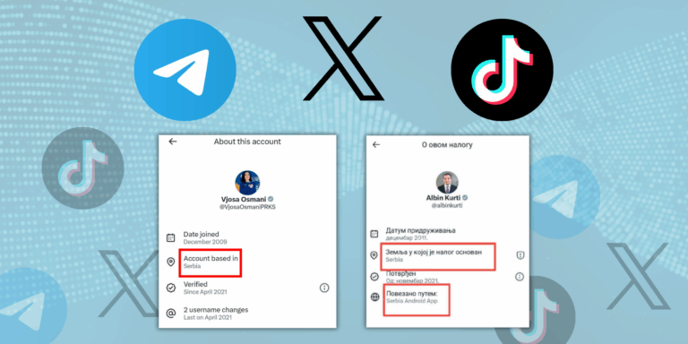 Llogaritë zyrtare të Kurtit dhe Osmanit në “X” nuk figurojnë me vendndodhje “Serbia”