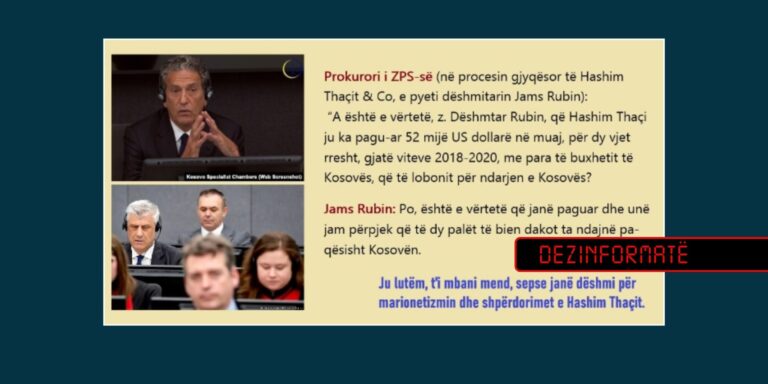 Rubin nuk ka thënë se është paguar nga Thaçi që të lobojë për ndarjen e Kosovës