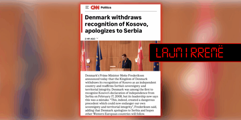 Duke keqpërdorur logon e CNN pretendohet rrejshëm se Danimarka tërhoqi njohjen e Kosovës
