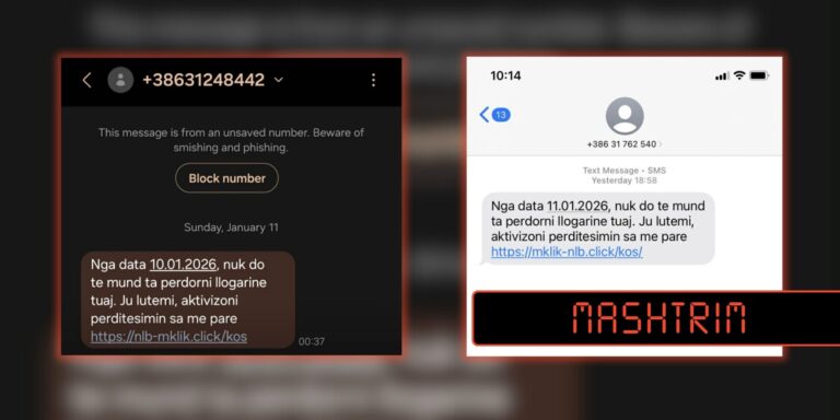 Mesazhe telefonike mashtruese në emër të një banke