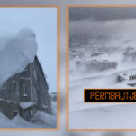 Pamjet që shfaqin borën që ka mbuluar ndërtesa në Rusi, të gjeneruara me inteligjencë artificiale