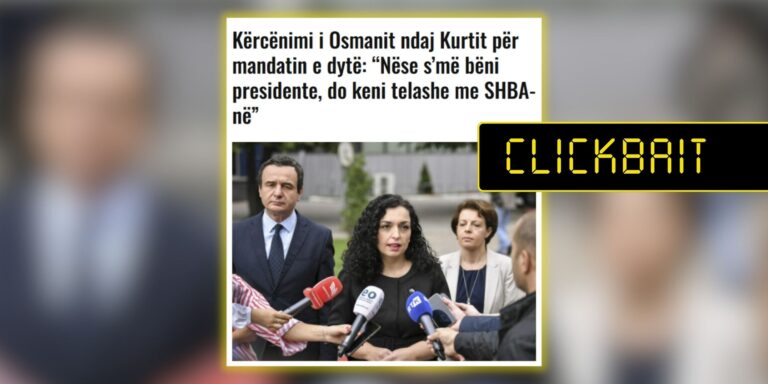 Pretendimi i një burimi anonim të FAZ paraqitet në titull si deklaratë e presidentes Osmani