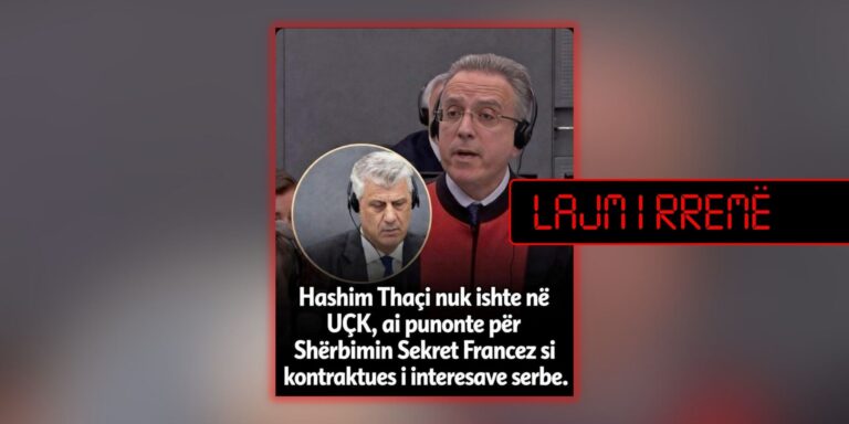 Pretendim i pakonfirmuar dhe i padeklaruar në gjykatë për Thaçin