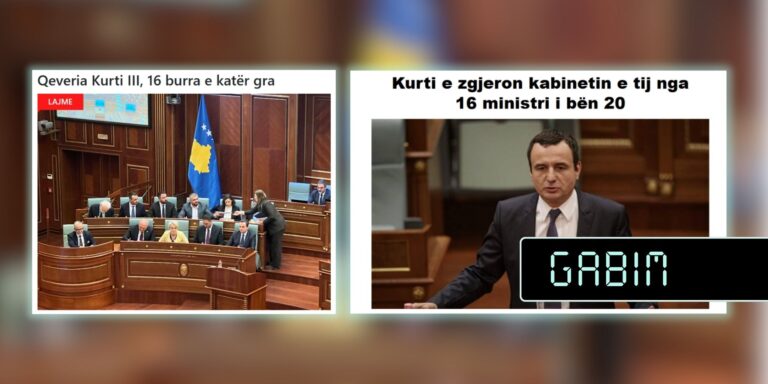 Raportohet gabimisht për numrin e ministrive dhe të ndarjeve gjinore në kabinetin e “Kurti 3”