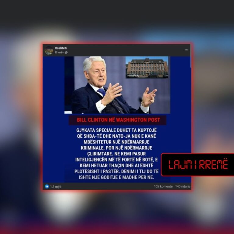 Clinton nuk ka folur për Thaçin në “Washington Post”