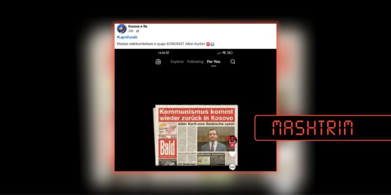 Ripublikohet ballina e manipuluar e gazetës me Kurtin