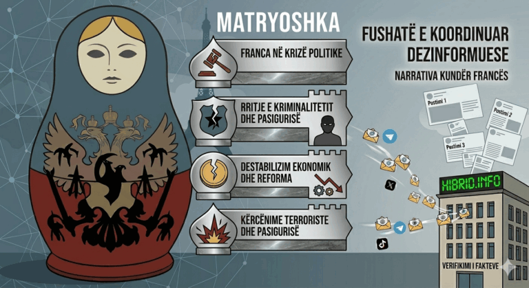 Hibrid.info në shënjestër të fushatës dezinformuese ruse “Matryoshka” me narrativa kundër Francës