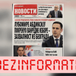 Преко насловне стране новина генерисане вештачком интелигенцијом, лажно се тврди да је Абдиџику захвалан од стране Београда на превременим изборима.