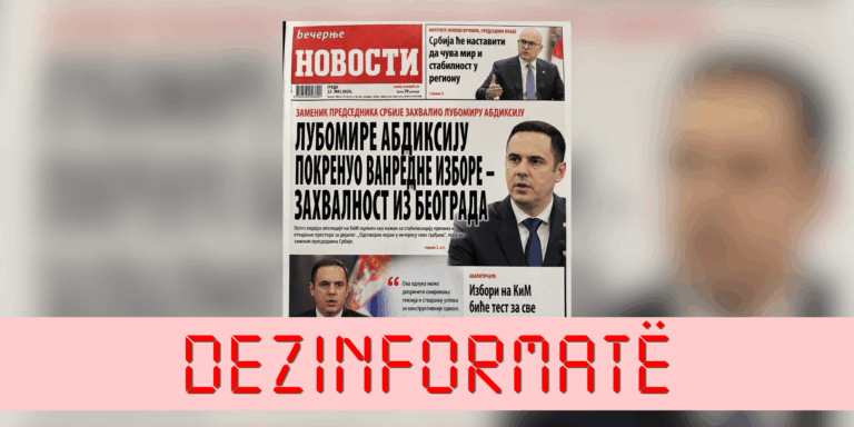 Me anë të një balline gazete të gjeneruar nga IA, pretendohet rrejshëm se Abdixhiku u falënderua nga Beogradi për zgjedhjet e parakohshme