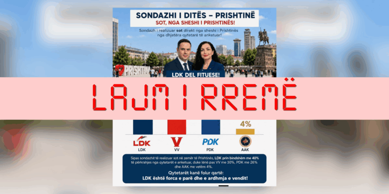 Pretendohet rrejshëm se u realizua një sondazh në Prishtinë për partitë politike
