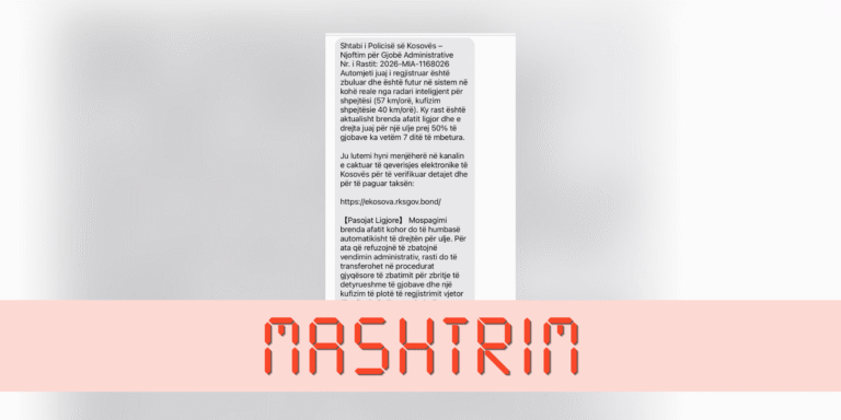 Mesazhet për gjoba trafiku në emër të institucioneve të Kosovës janë mashtrime