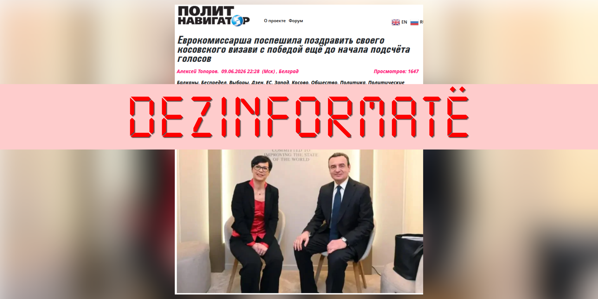 Media ruse pretendon rrejshëm se Marta Kos e uroi Kurtin para numërimit të votave