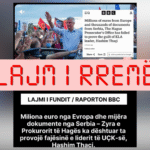 Fake headline on behalf of the BBC about the case against Thaçi