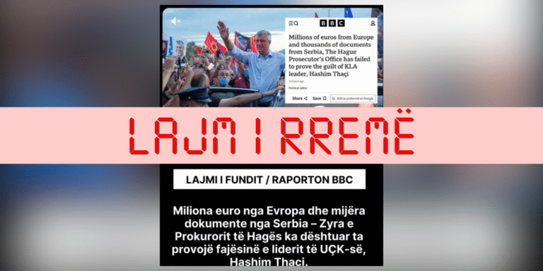 Titull i rremë në emër të BBC-së për rastin ndaj Thaçit