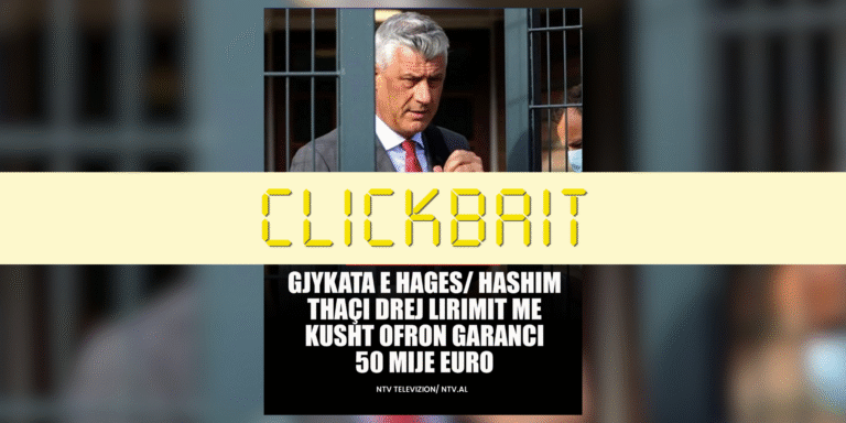 Titulli lë të kuptohet se lirimi i Thaçit me kusht është i sigurt