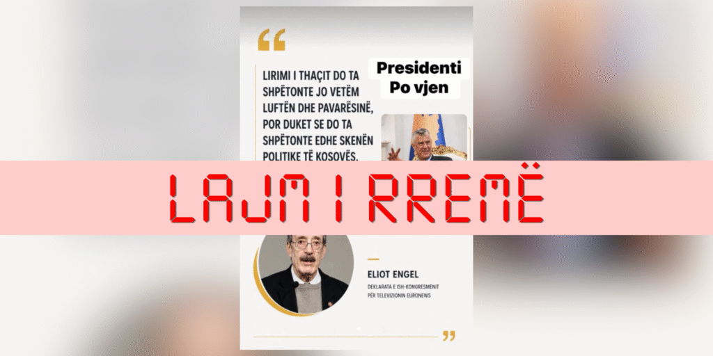 Nuk ka dëshmi se Engel ka deklaruar se lirimi i Thaçit do të ndikonte në skenën politike të Kosovës