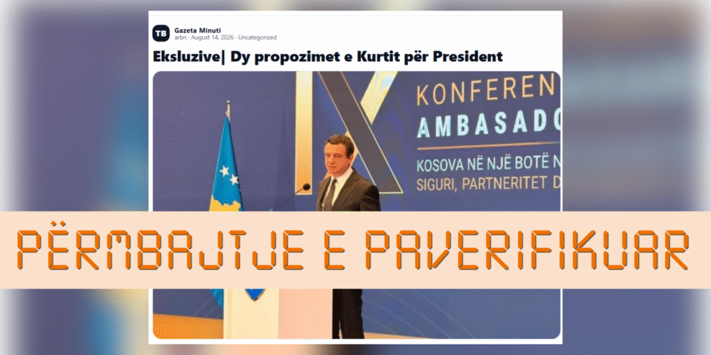 Pretendohet pa fakte se Kurti ka dy emra jopartiakë për president