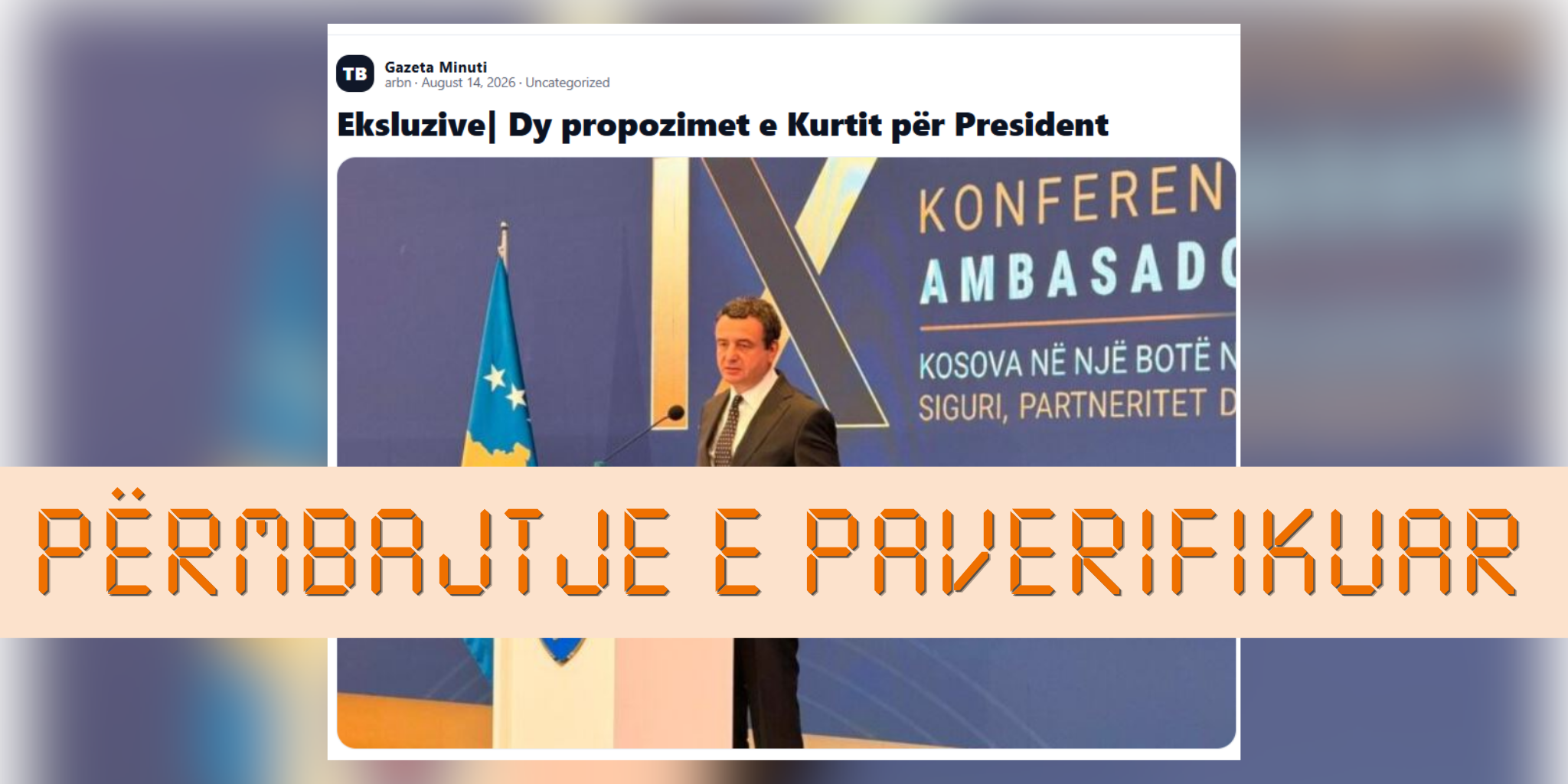 Pretendohet pa fakte se Kurti ka dy emra jopartiakë për president