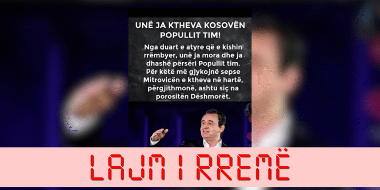 Një deklaratë e sajuar paraqitet si e Kurtit