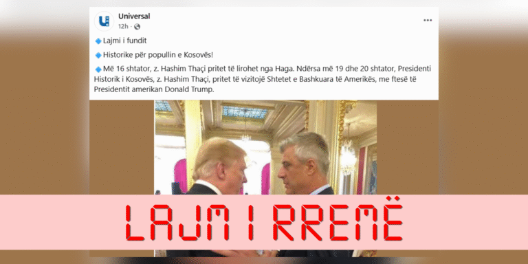 Pretendohet rrejshëm se Trump i ka bërë ftesë Thaçit për vizitë në SHBA më 19 dhe 20 shtator