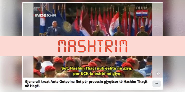 Gotovina s’ka thënë se “Thaçi nuk është në gjyq, por UÇK-ja është në gjyq”, audioja është e gjeneruar me IA