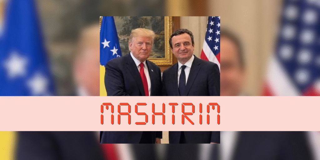 Imazhi që paraqet një takim të Kurtit me Trumpin, i gjeneruar me IA